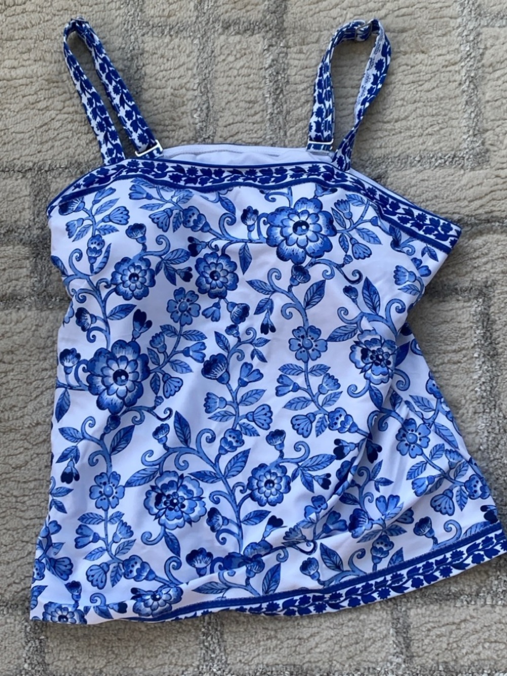 Rotita Blue & White Floral Tankini Set - Tummy Control Swimdress Skort NWOT - Picture 5 of 11